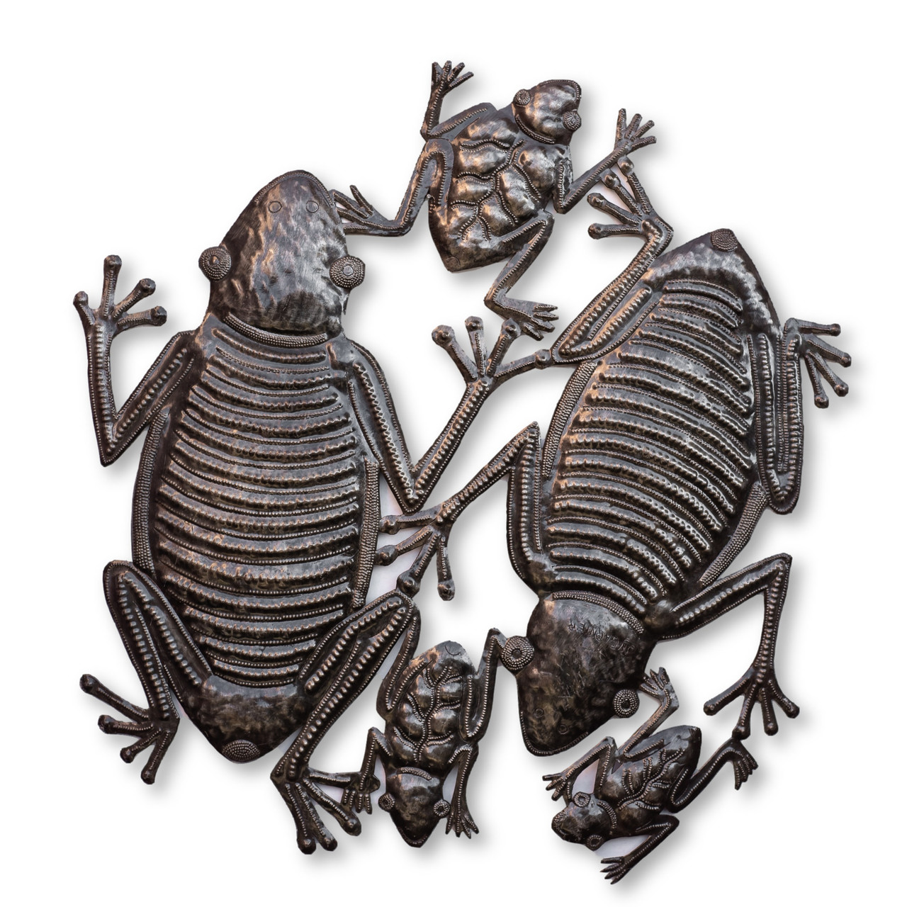 Metal Jumping Frog Wall Sculpture