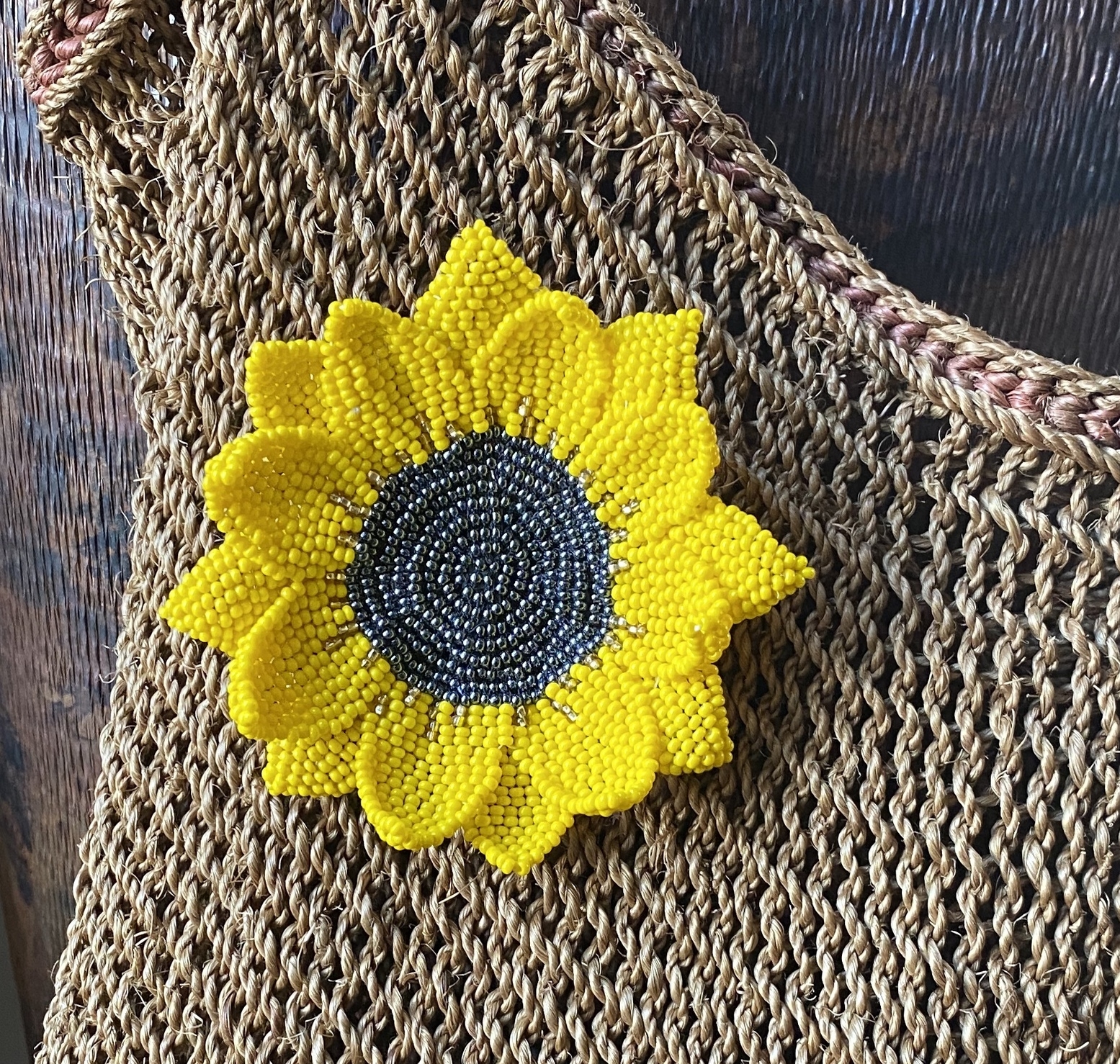 Sunflower Beaded Pin